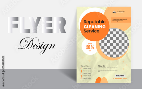 Modern Cleaning service agency editable flyer, leaflet, poster, and home service, Housekeeping, wash, clean or home repair service marketing flyer background print template design
