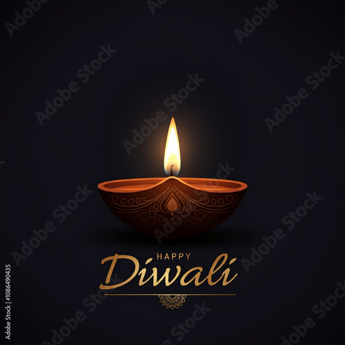 Artistic glowing diya with ...