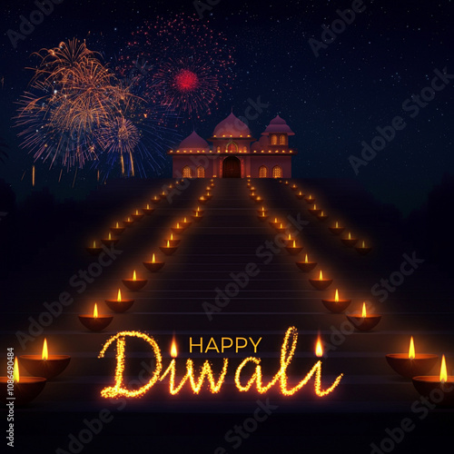 Illuminated temple pathway ...