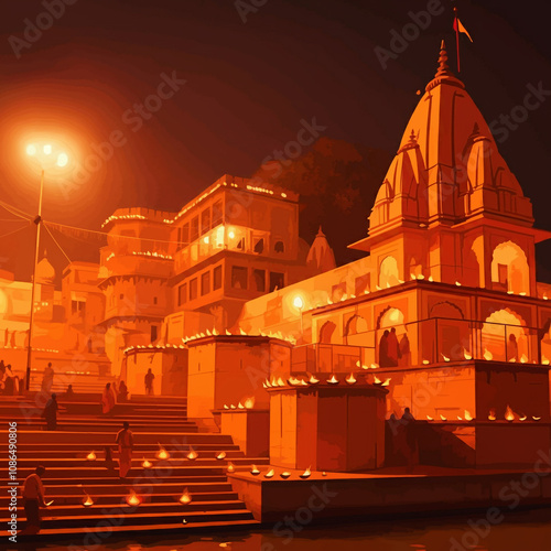 Nighttime view of temples l...