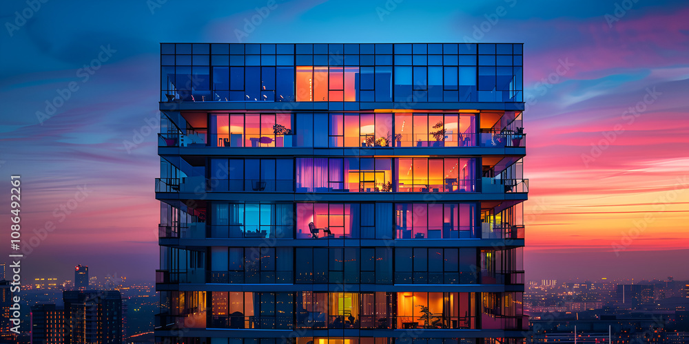 Fototapeta premium Luxury High-Rise Apartment Architecture 