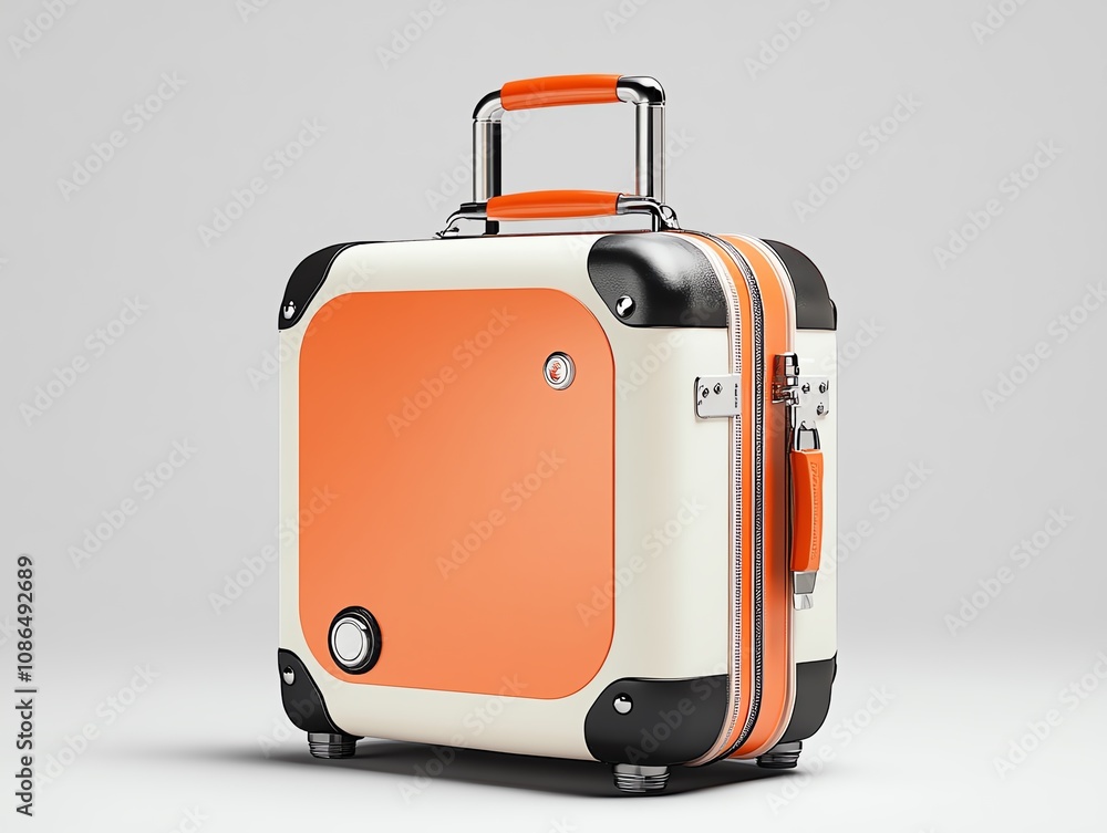 Luggage styled to resemble a retro space capsule Luggage styled to resemble a retro space capsule