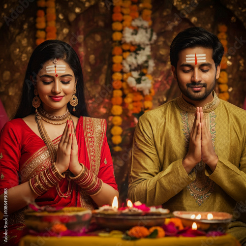 A couple offering prayers w...