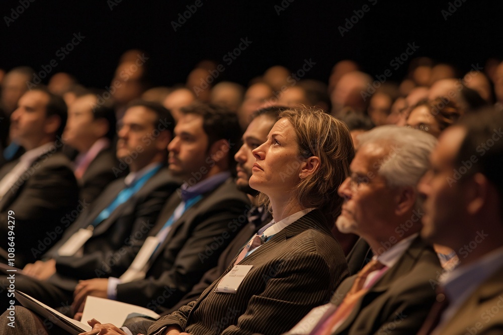 Fototapeta premium A diverse group of professionals from different backgrounds and ages attending a presentation, isolated on a white background.
