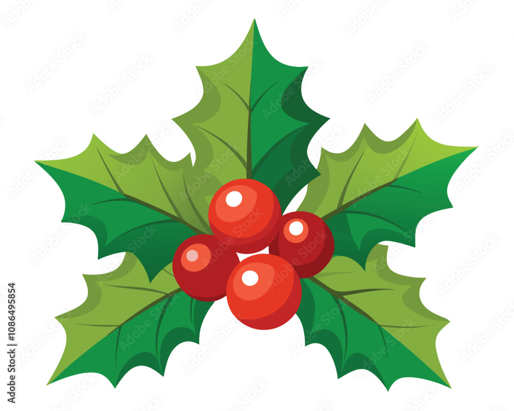 Christmas holly with red berries vector merry christmas leaves Christmas holly with red berries vector merry christmas leaves