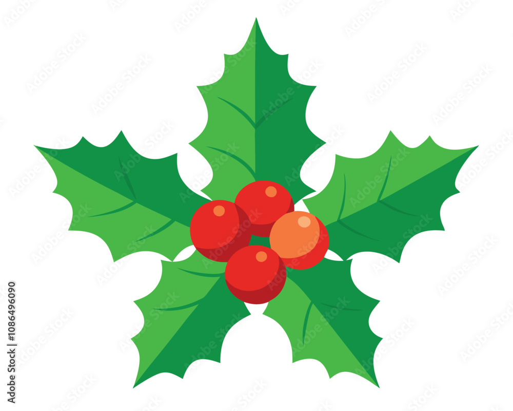 Christmas holly with red berries vector merry christmas leaves Christmas holly with red berries vector merry christmas leaves