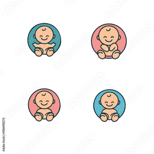 Mother and baby logo vector symbol. Mom hugs her child logo template