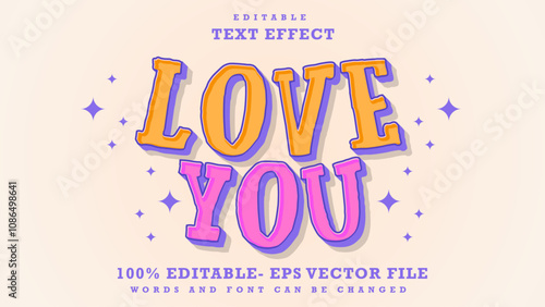 3d Gradient Word Love You Editable Text Effect Design, Effect Saved In Graphic Style