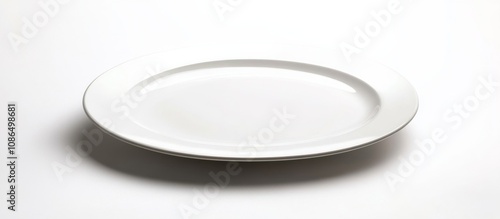 3D rendering white oval-shaped plate appears to An isolated background
