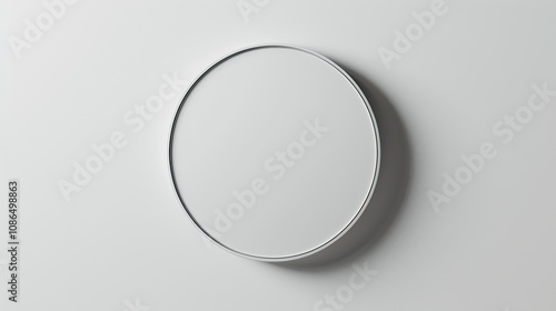 Iview above white badge on white background.Minimalist White Round Badge with Clean White Background.Generative AI photo