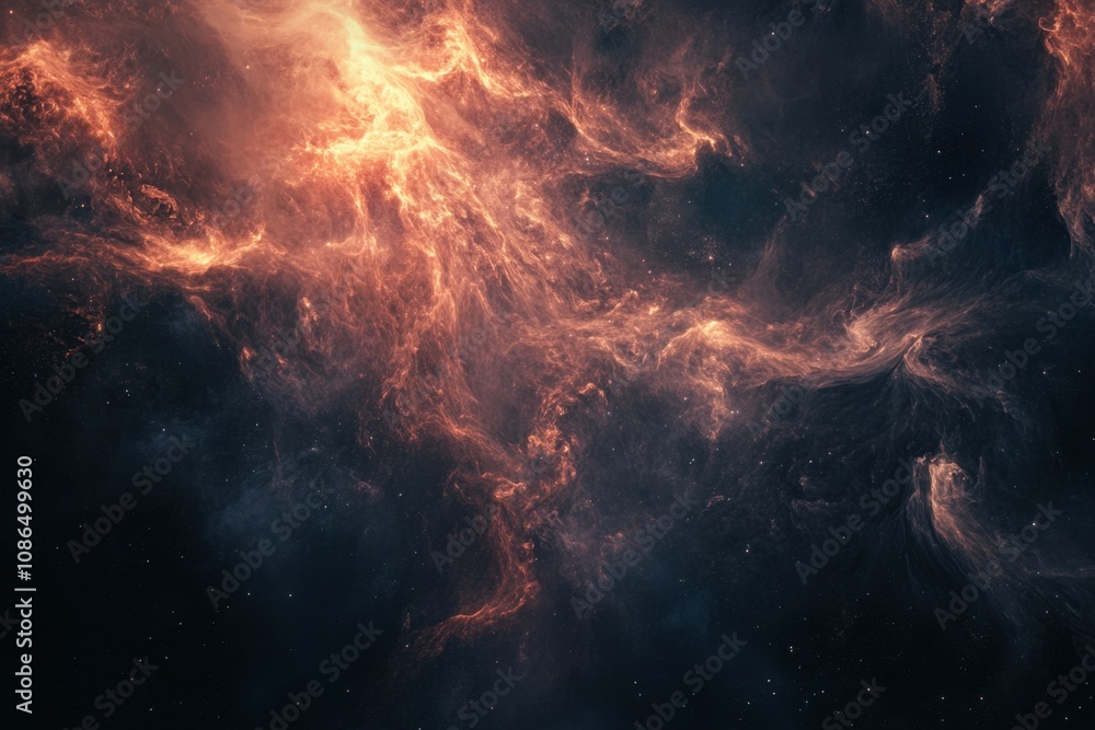 Abstract cosmic background with fiery red nebulae and stars. Abstract cosmic background with fiery red nebulae and stars.