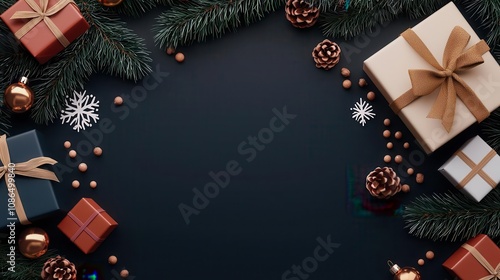 Christmasthemed online banner with  Exclusive Gifts on Sale,  discount icons photo