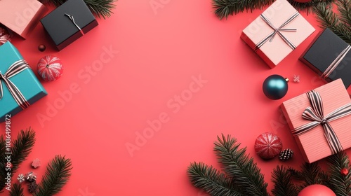 Christmasthemed online banner with  Exclusive Gifts on Sale,  discount icons photo