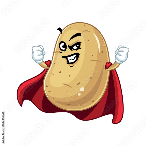 Superhero Potato Cartoon Character.