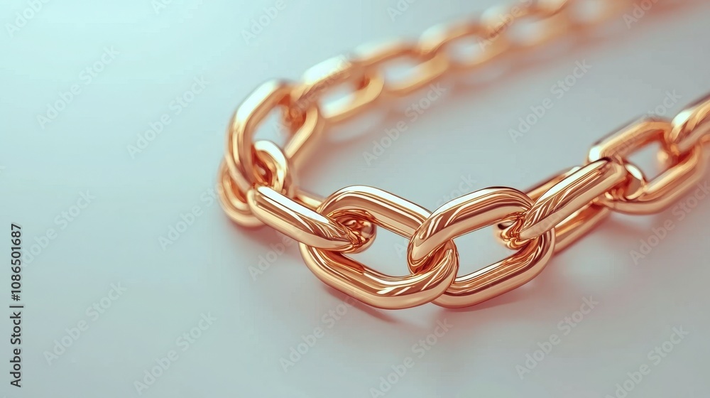 Fototapeta premium Rose Gold Chain Links Closeup Luxury Jewelry Metal Connection