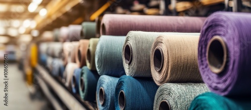 Row rolls fabric factory are arranged neat orderly Industrial cotton photo