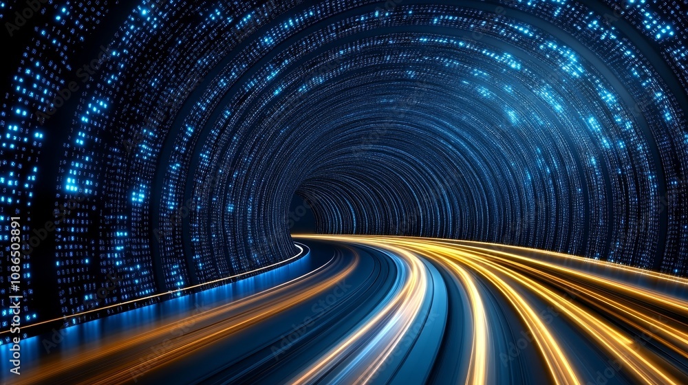 Futuristic Data Highway High Speed Digital Tunnel Futuristic Data Highway High Speed Digital Tunnel