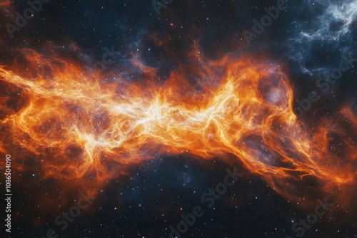 Abstract fiery nebula in space.