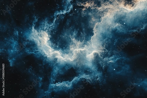 Abstract nebula with swirling clouds of gas and dust in space. (1)