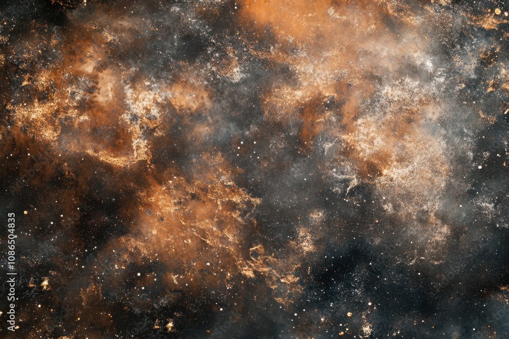 Abstract orange, gray and black space nebula with stars. Abstract orange, gray and black space nebula with stars.