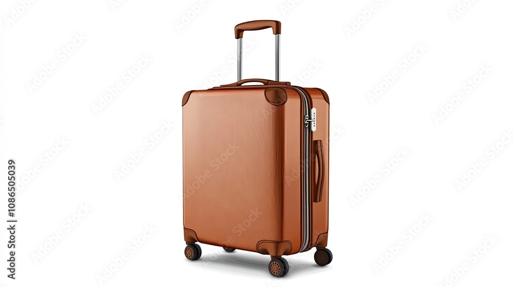 A Brown Suitcase With Retractable Handle and Four Wheels A Brown Suitcase With Retractable Handle and Four Wheels