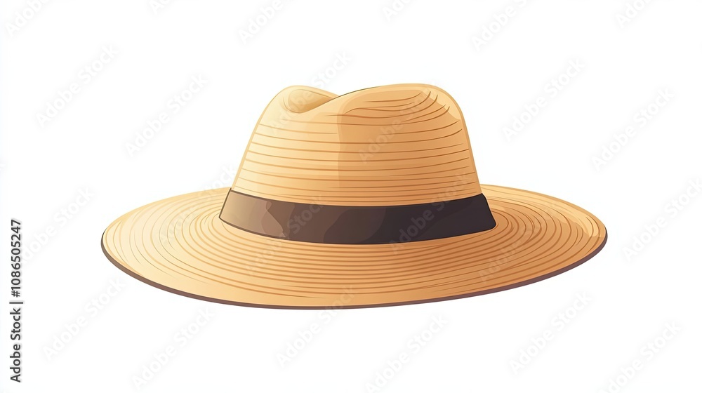 Straw Hat with a Brown Band Straw Hat with a Brown Band