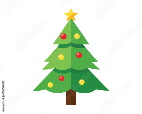 Christmas tree decorated with light vector merry christmas