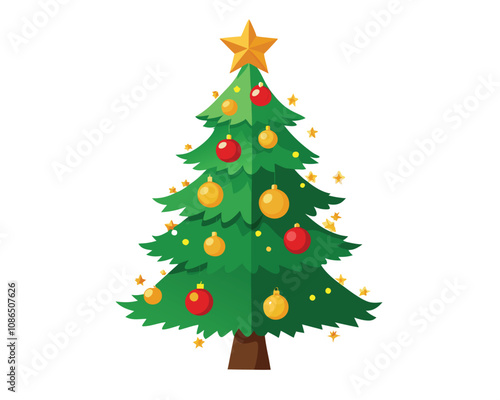 Christmas tree decorated with light vector merry christmas