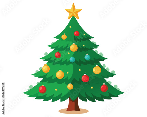 Christmas tree decorated with light vector merry christmas