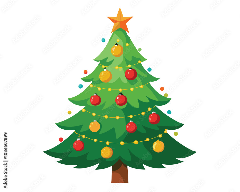 Christmas tree decorated with light vector merry christmas Christmas tree decorated with light vector merry christmas
