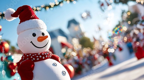 Festive Christmas Parade with Cheerful Floats,Music,and Holiday Characters