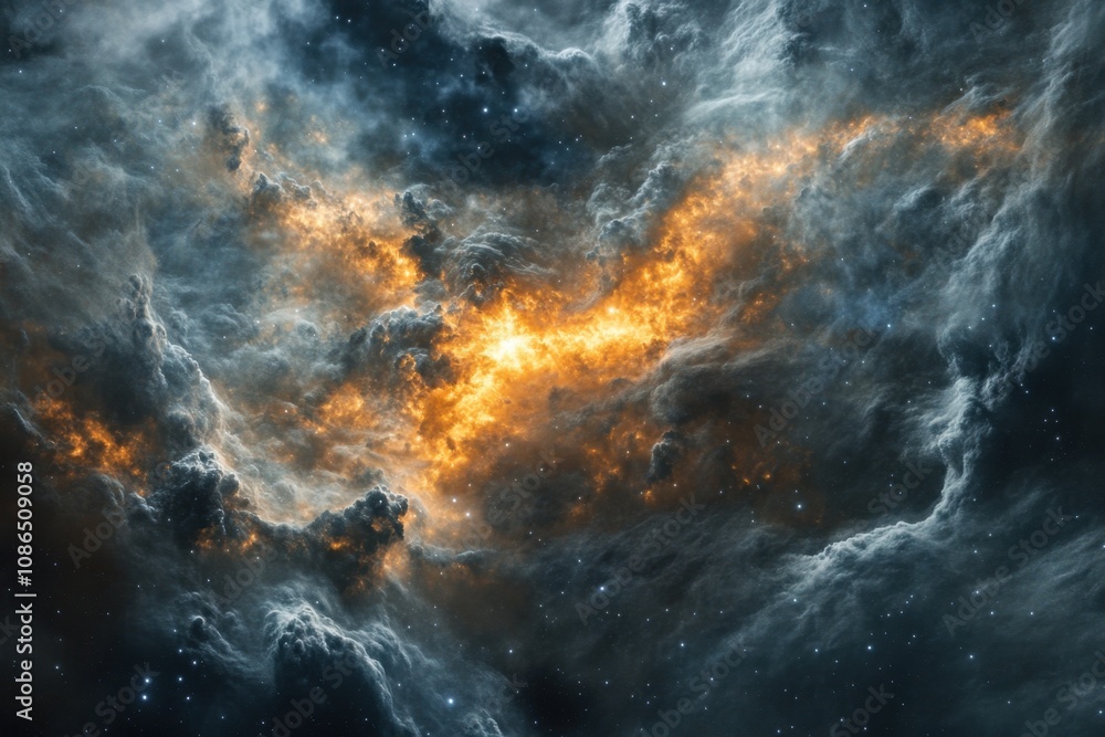 Cosmic Nebula with Glowing Center. Cosmic Nebula with Glowing Center.