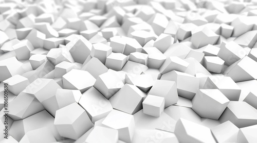 Seamless Monochrome 3D Grid with Floating Polygonal Forms and Negative Space