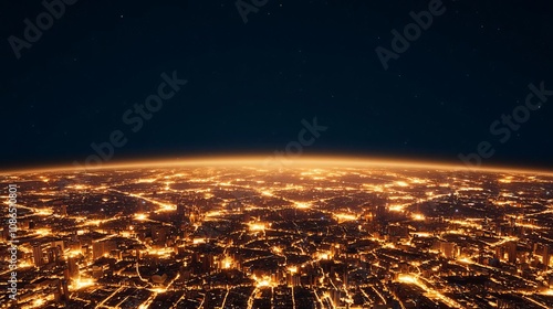 A stunning aerial view of a city illuminated by thousands of lights, showcasing the interconnectedness of urban life and the beauty of nighttime.