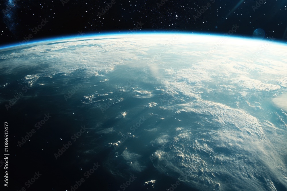 Earth from Space with Clouds and Stars. Earth from Space with Clouds and Stars.