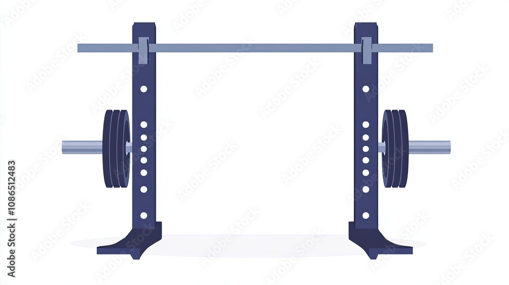 A squat rack with barbell and weights for fitness training A squat rack with barbell and weights for fitness training