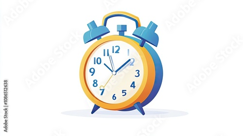 Yellow and Blue Alarm Clock with Hands Pointing at 11:58 photo