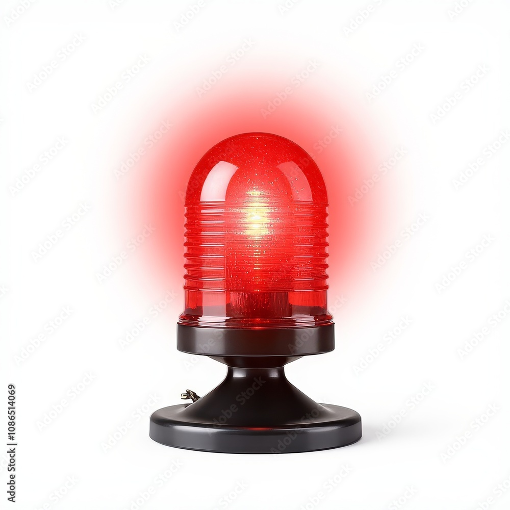 Obraz premium Red Emergency Warning Light against a Plain White Background