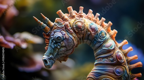 Colorful Seahorse Close-Up in Vibrant Coral Reef Environment AI Generated