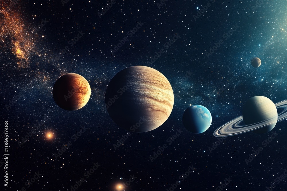 Planets aligned in outer space. Planets aligned in outer space.