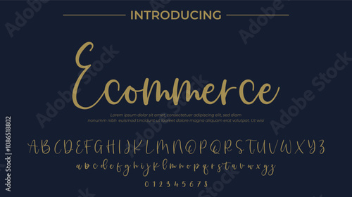 Ecommerce Font Stylish brush painted an uppercase vector letters, alphabet, typeface