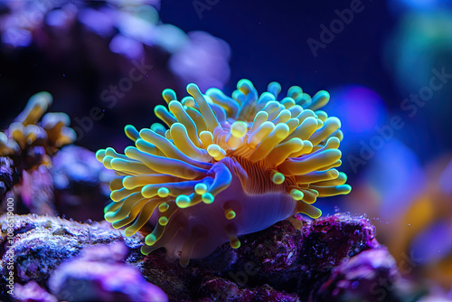 Vibrant marine life with colorful coral reefs, underwater ecosystem photo