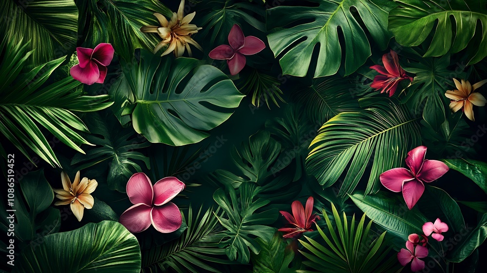 Tropical Flowers and Lush Foliage Tropical Flowers and Lush Foliage