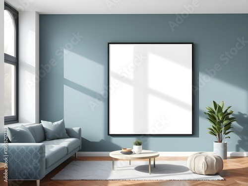 blank white frame in living room