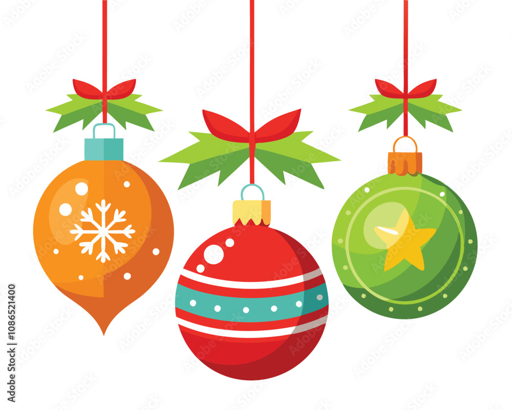 hanging christmas ornamnet , christmas ball , vector illustration hanging christmas ornamnet , christmas ball , vector illustration