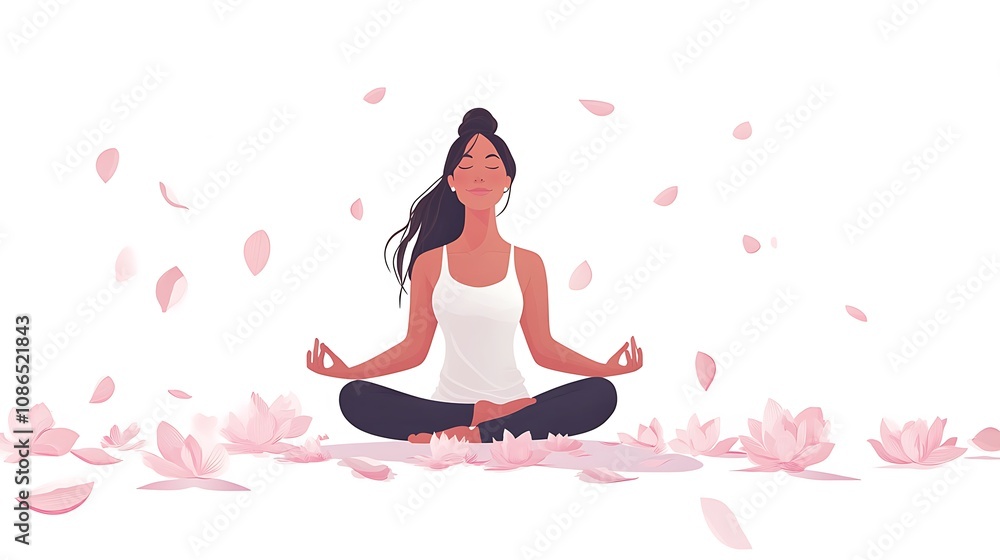 Woman Meditating in a Serene Forest Woman Meditating in a Serene Forest