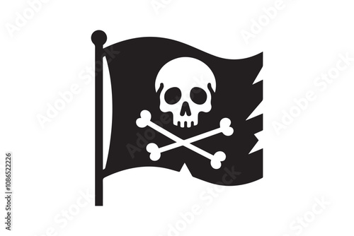 pirate ship flag vector silhouette isolated in white background