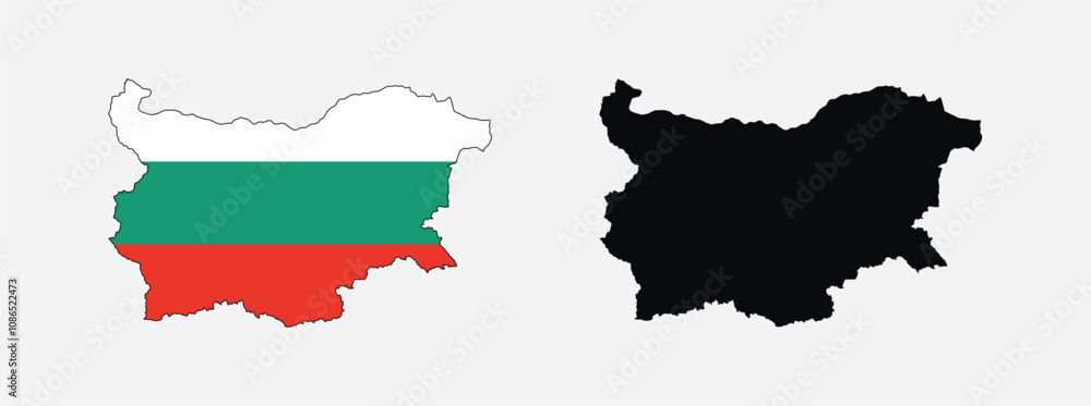 Bulgaria Map vector icon. Map of Bulgaria in Flag colors. Bulgaria Map vector icon. Map of Bulgaria in Flag colors.