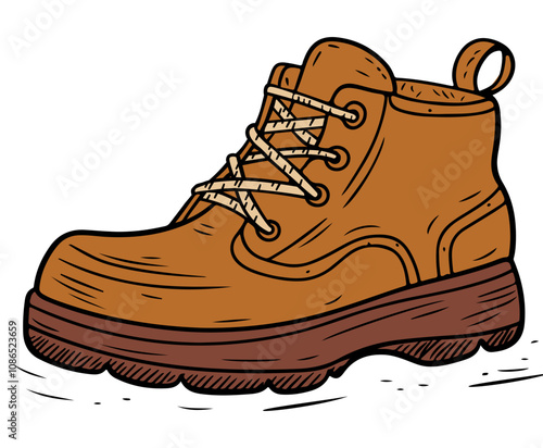 Hand-Drawn Hiking Boot Illustration