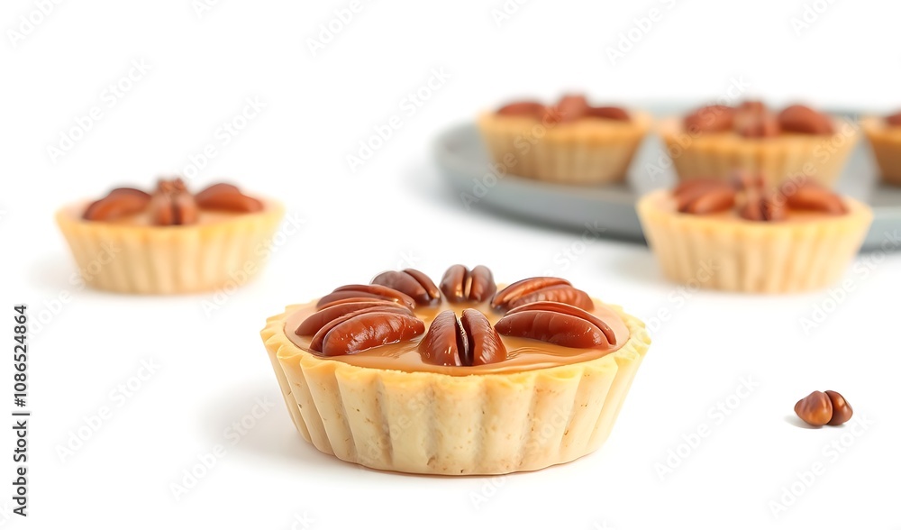 Mini Pecan Pies: A Delicious Autumn Treat, Close-Up Shot. AI Generated Mini Pecan Pies: A Delicious Autumn Treat, Close-Up Shot. AI Generated